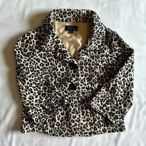 Vtg 90s Forever 21 Leopard Print Button Front Cropped Jacket Sz S Indie Preppy